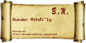 Bunder Mihály névjegykártya